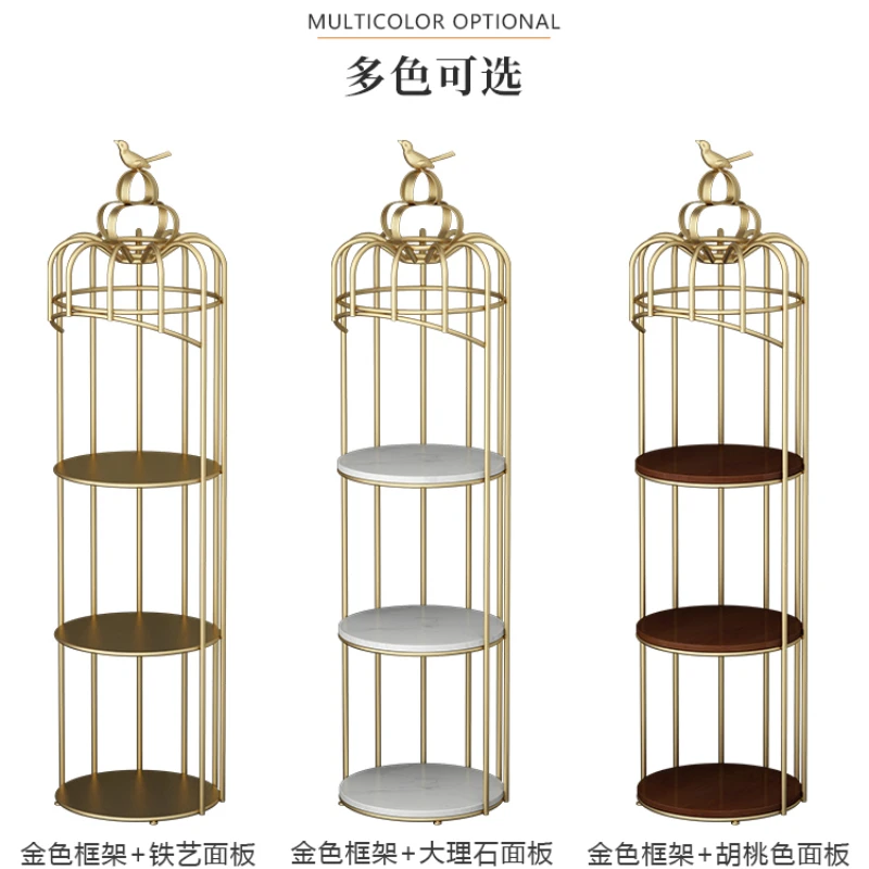 Nordic Iron Bird Cage Rack Living Room Balcony with Multi-layer Flower Rack Light Luxury Decoration Shelf полка