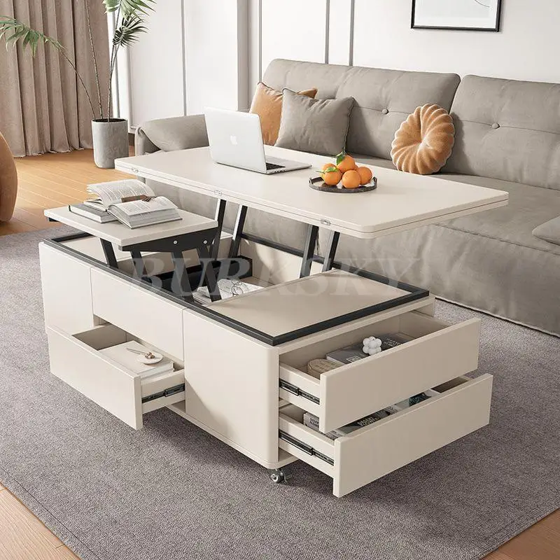 Dining Table Set Luxury Foldable Lifting Table Multifunctional Coffee Table For Living Room Home Furniture Restaurant Tables