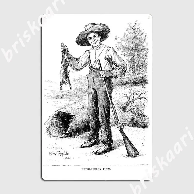 Huckleberry Finn Depicted Poster Metal Plaque Club Club Bar Plaques Designing Tin Sign Poster