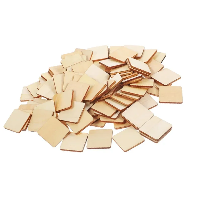 50pcs 2cm Unfinished Wood Blank Squares Cutouts, Natural Wooden Square Slices for DIY Crafts, Painting, Engraving, Pyrography