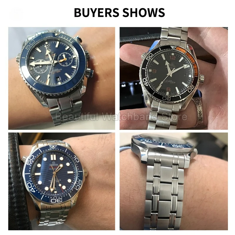 لساعة أوميغا سيماستر 300 600 الفاخرة من الفولاذ، حواف ناعمة متينة لراحة المعصم، مشبك خاص قابل للطي