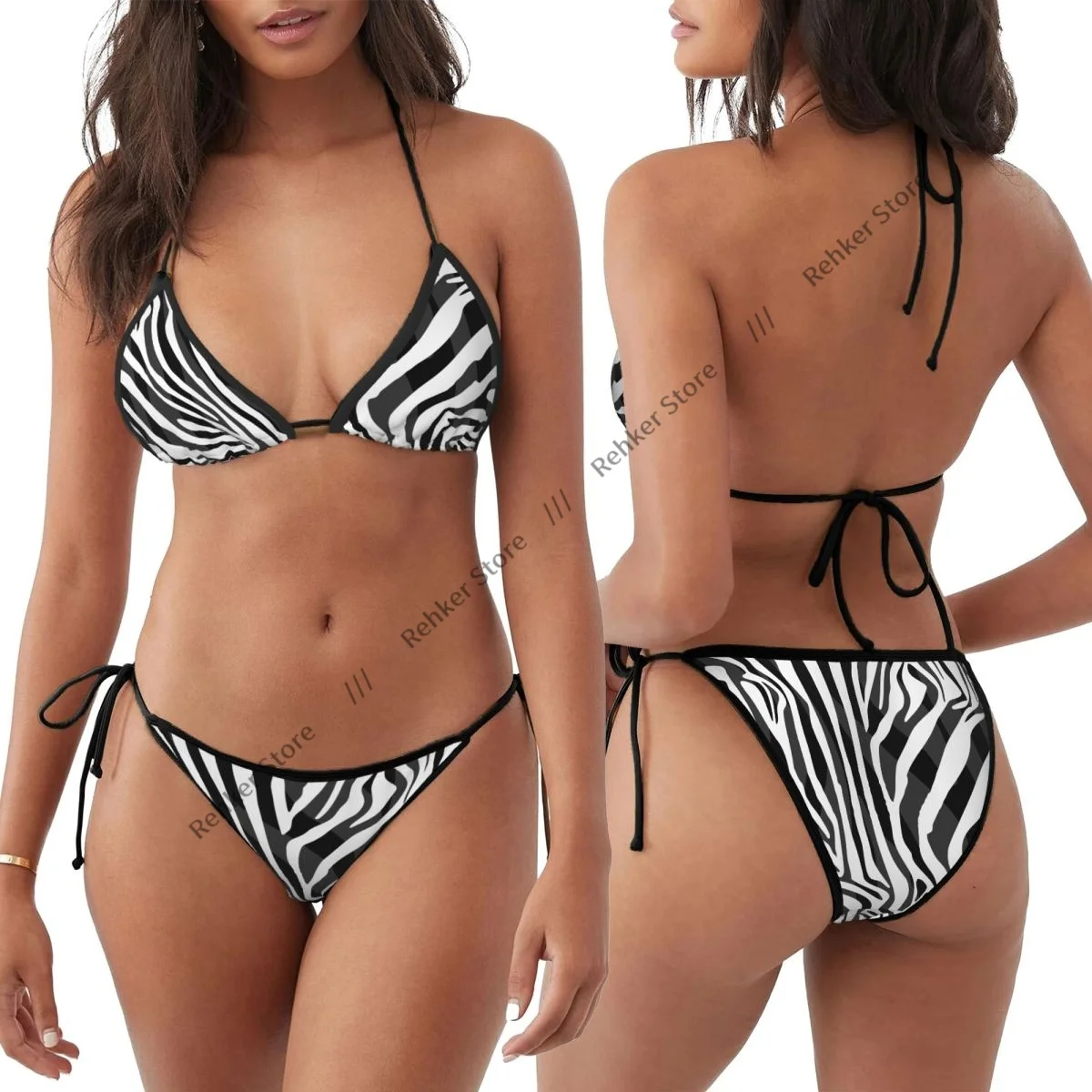 

Sexy Women Bikini Swimsuit Zebra Skin Pattern Swimwear Bathing Suit
