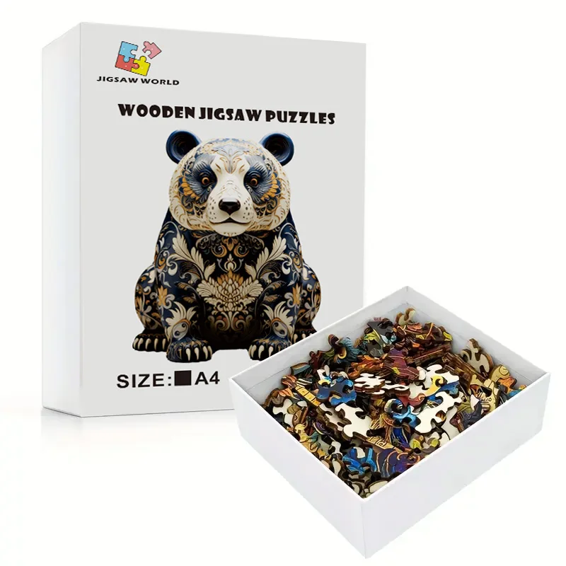 Panda-Holzpuzzles für Erwachsene, Jugendliche, Familie, tierförmiges Naturholzpuzzle, bestes Weihnachtsgeschenk und Familienspiele Magie