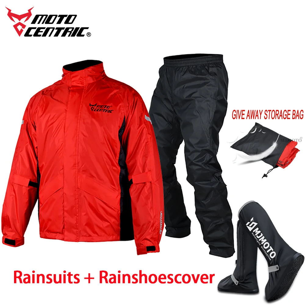 

Rainsuits & Rainshoescover Set Motorcycle Raincoat Rainstorm Protection Waterproof Rider Raincoat Moto Reflective Jacket Pants