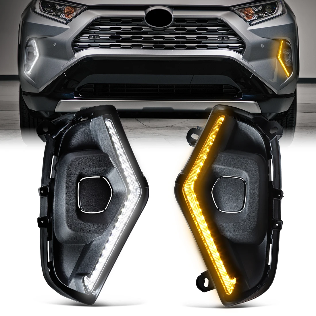 

For Toyota RAV4 2019 2020 2021 2022 2023 2024 2025 LED Daytime Running Light Assembly Fog Lamp Turn Signal Lamp Car Accessories
