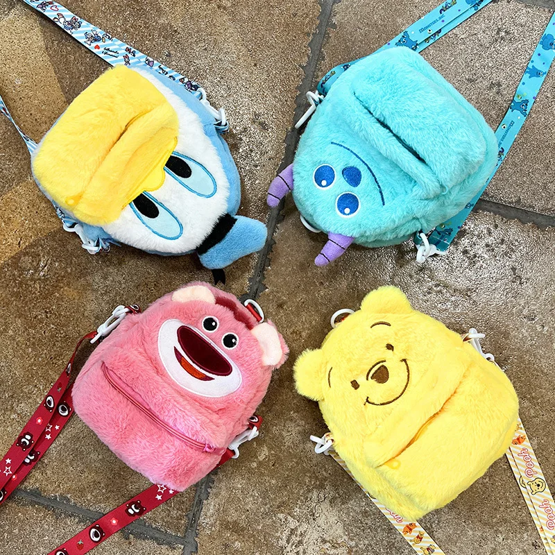Kawaii Plush Backpack Disney Small Bag Cute Strawberry Bear Shoulder Bag Cartoon Monster University Sullivan Doll Bag