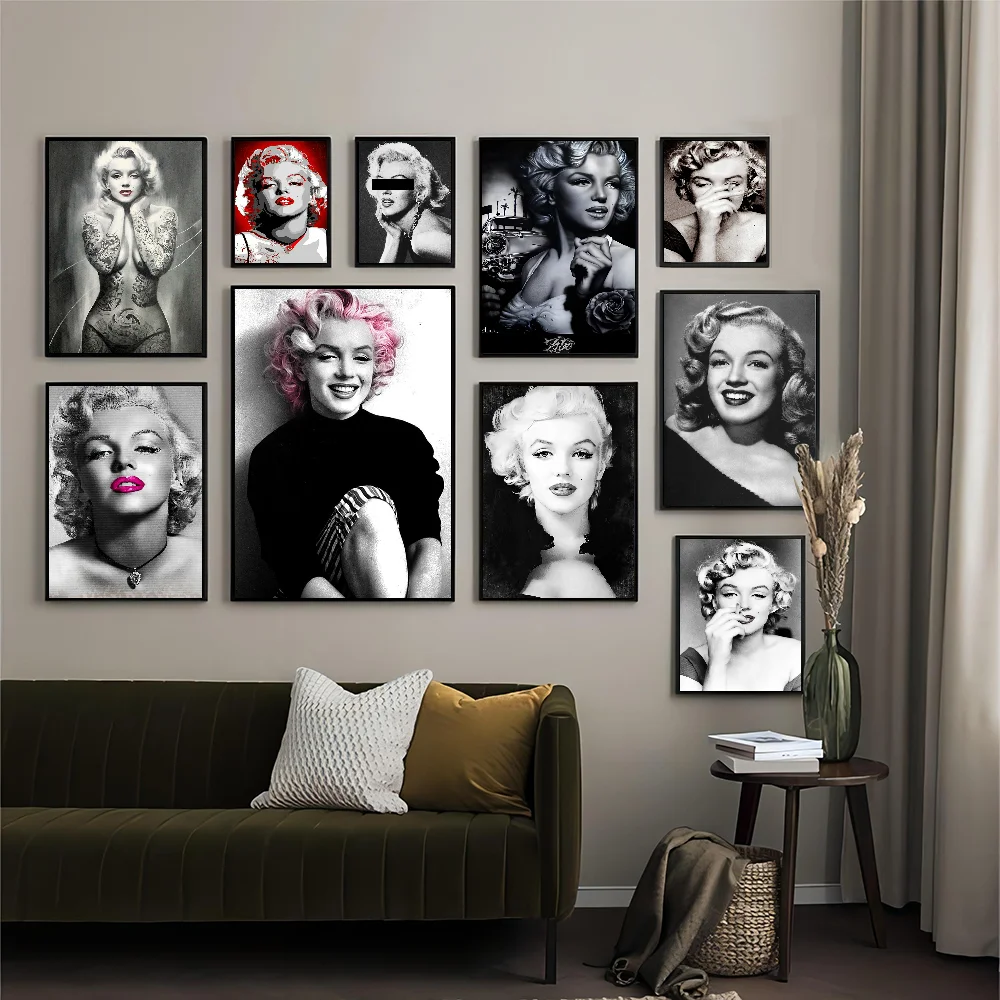 Marilyn Actor Monroe Paintings Movie Sticky Posters Whitepaper Sticker DIY Room Bar Cafe Posters Wall Stickers