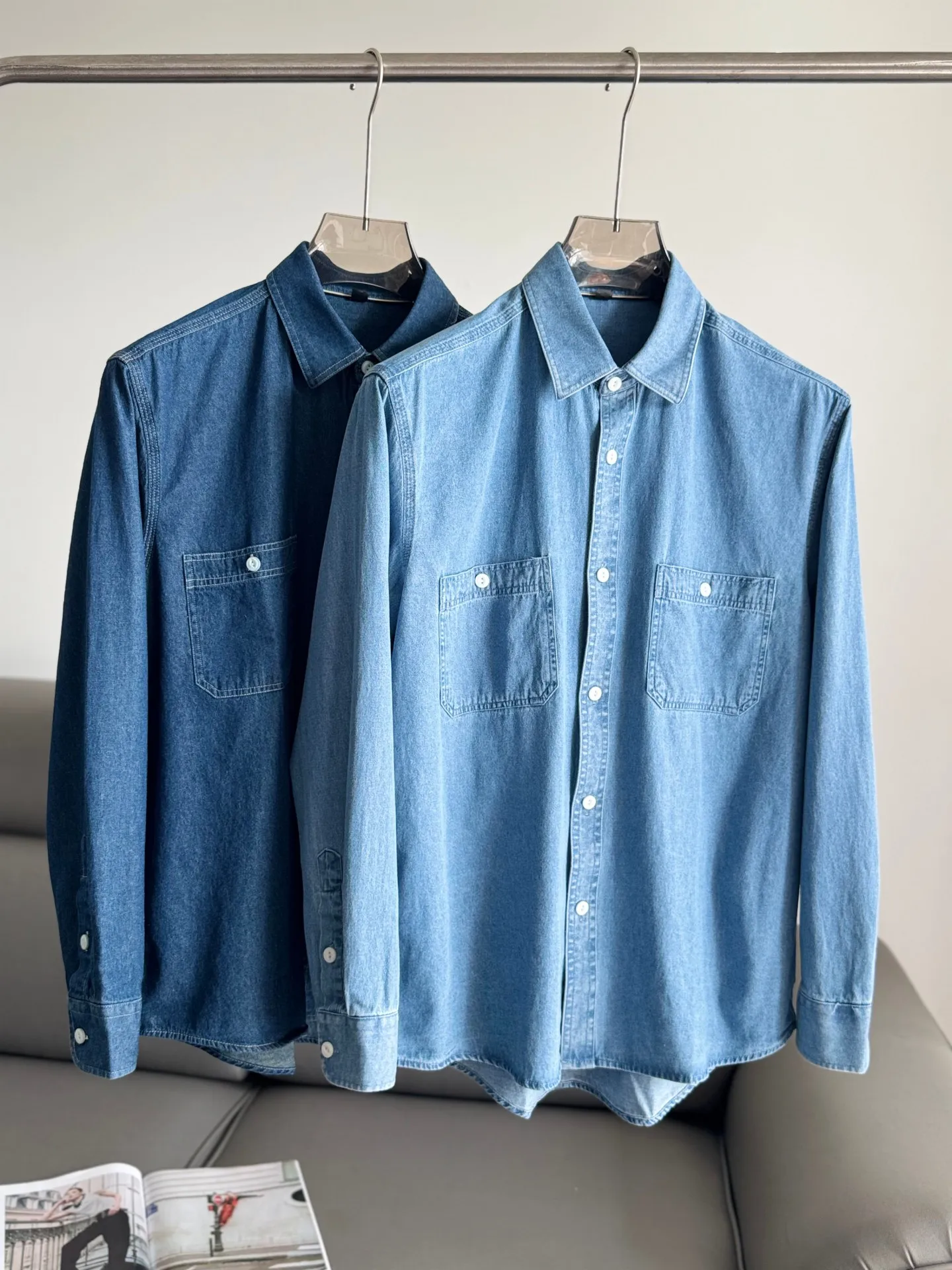 

Waed Pure Cotton Long Sve Men's Casual irt American Sle Heavyweight Autumn Faion Urban Loose Fit Classic Trend