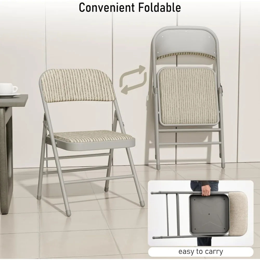 Met stof gevoerde kussen klapstoelen, 12-pack, draagbare stapelbare eetkamerstoelen voor gebruik binnen en buiten