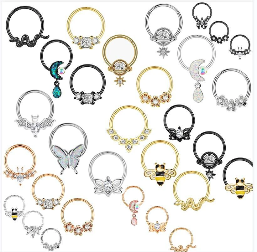 Guemcal Mouth Closing Ring 3-piece Set Nose Ring Nose Clip Personality Ear Bone Stud Nose Nail Piercing Ornament Nose Clip