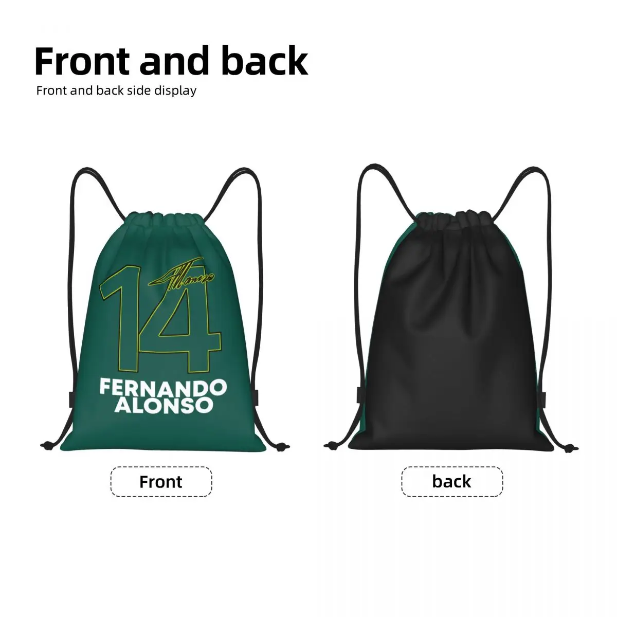 Custom Alonso Motor Racing Drawstring Bag Women Men Portable Sports Gym Sackpack Fernando Number 14 Shopping Backpacks