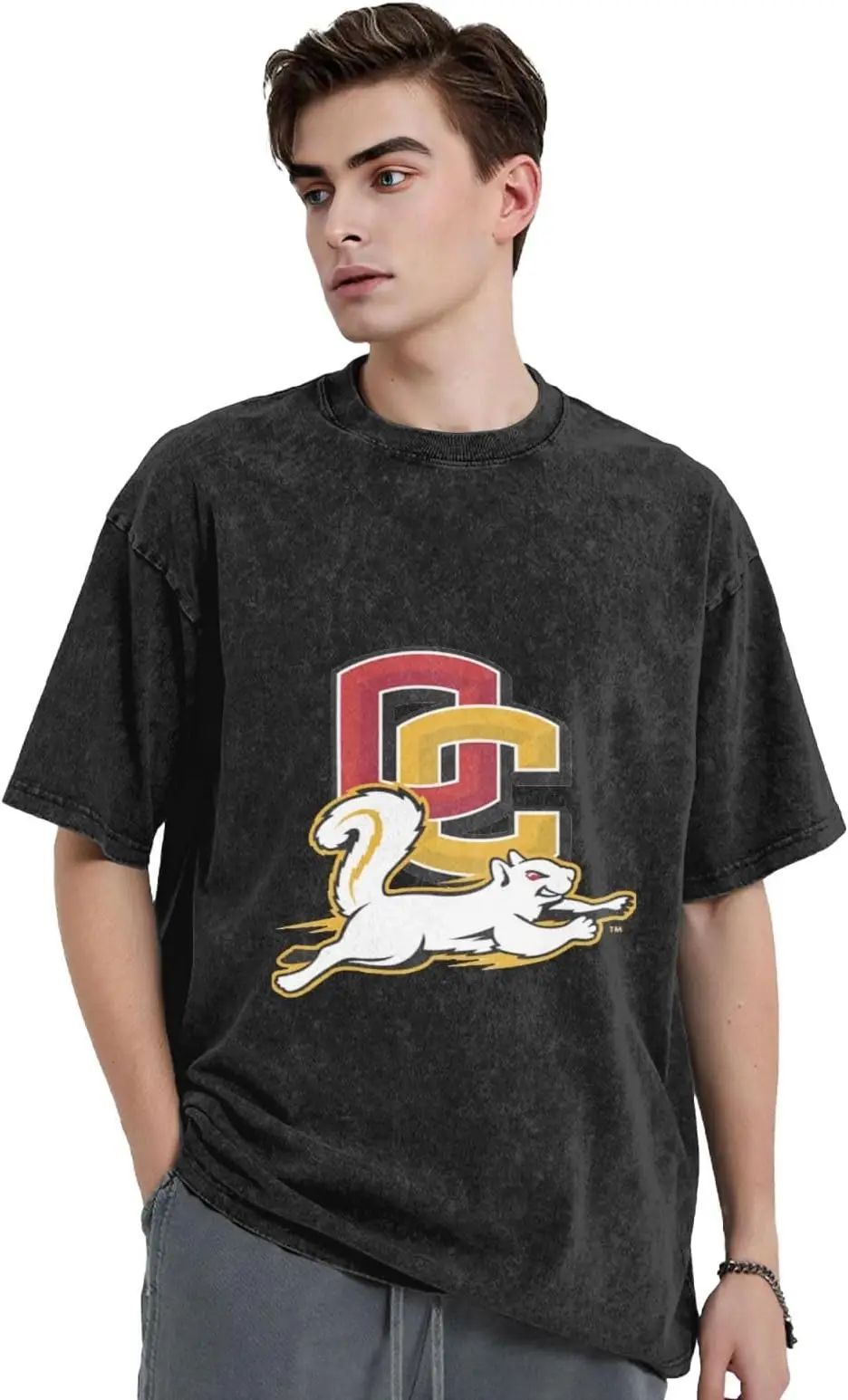 Oberlin College Logo T-Shirt Men'S Retro Oversized T-Shirt Short-Sleeved Cotton Casual Loose