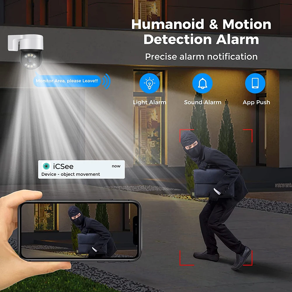 Cámara PTZ PoE IP de 5MP para exteriores, videocámara nocturna a Color con Wifi, Audio bidireccional, domo de velocidad, detección humana por Ia, cámaras de vigilancia CCTV