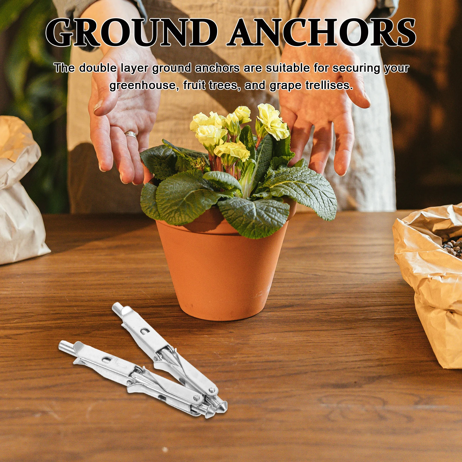 

2pcs Greenhouse Ground Anchor Double Layer Heavy Duty Earth Anchors For Shed Support Fruit Tree Stakes Wind Resistant