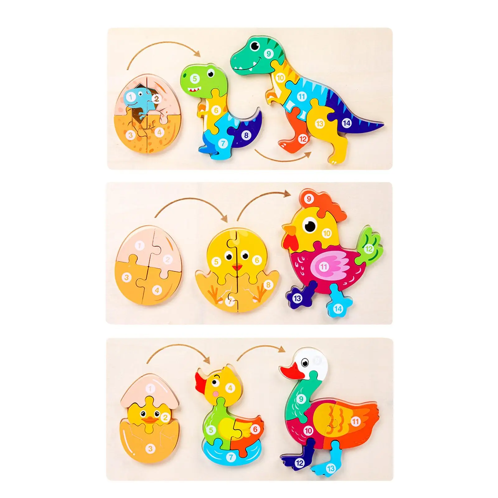 

Wooden Puzzles Early Learning Educational Toys,Cartoon Animal Shape Montessori Toy for Girls Boys