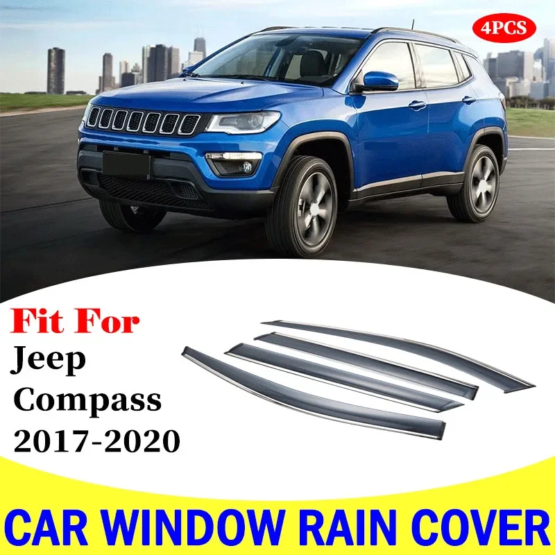 

4PCS Car Window Visor Shade Vent Rain Deflector Cover For jeep Compass 2017-2020 car accessories car rain shield deflectors