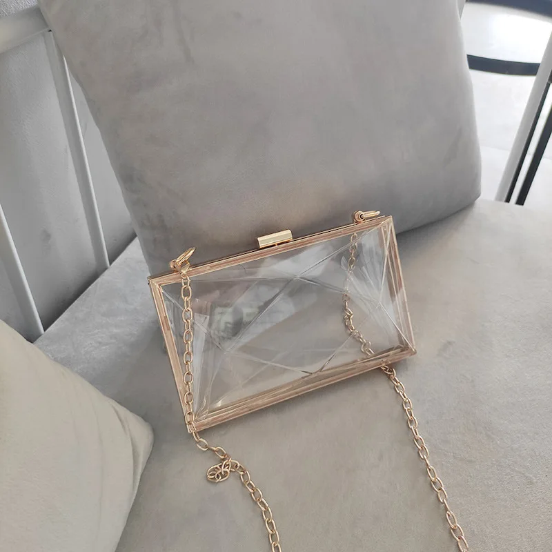 Transparent Tote Bag Diamond Acrylic Clutch Women's Purses and Handbag Designer Luxury 2024 Clear Crossbody Shoulder Bags