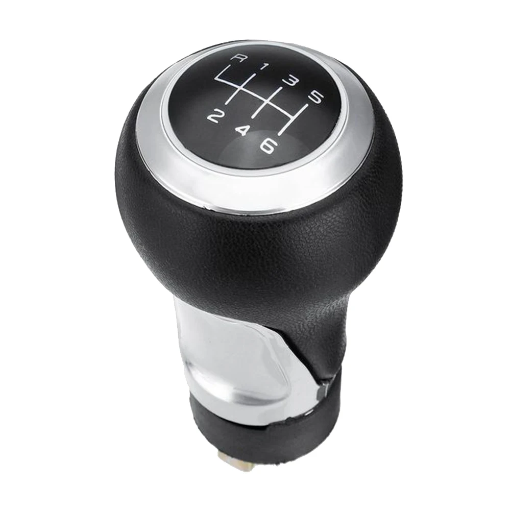 6 Speed PU Leather Car Gear Knob Shift For-Audi A3 A4 B6 B7 A6 S4 B8 A5 8T Q5 8R Skoda Seat - Silver