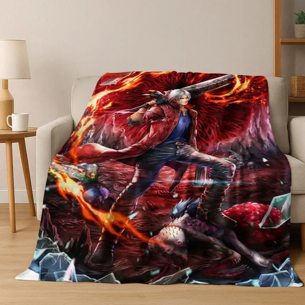 3D D-Devil May Cry DMC Games Vergil Dante Flannel Blanket,Warm and Cozy Soft Throw Blanket for Home Bedroom Bed Sofa Kid Gift
