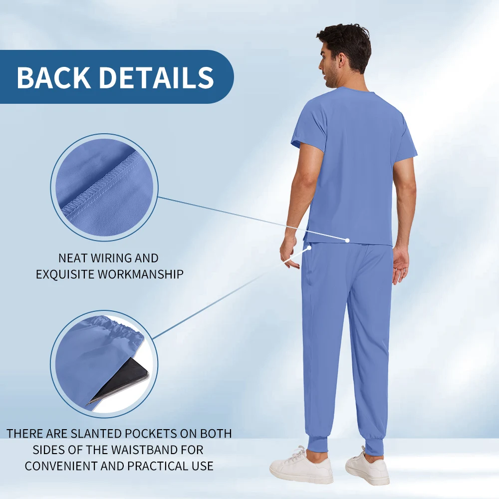 Niaahinn الدعك عداء ببطء مجموعة غرفة العمليات بدلة طبية الرجال صالون تجميل ملابس العمل ممرضة موحدة الرعاية الصحية التمريض ملابس العمل