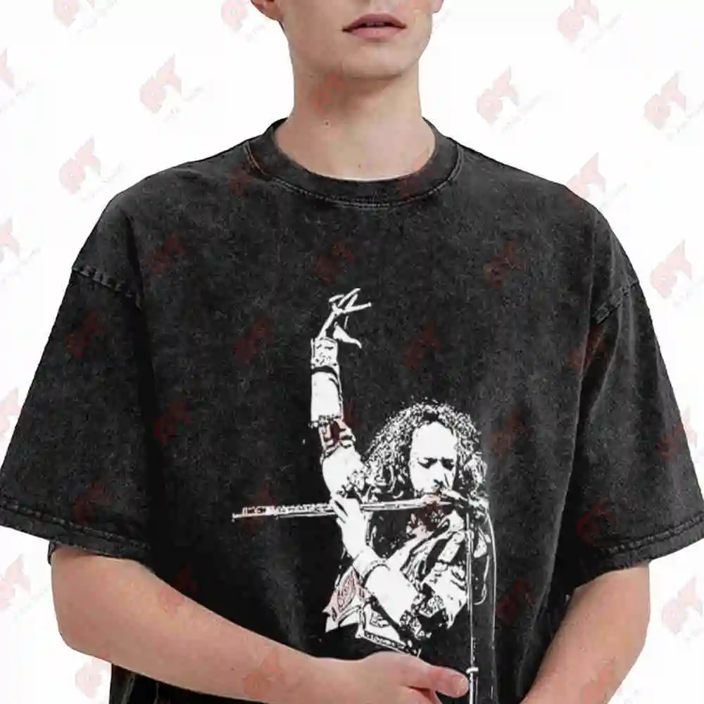 Jethro Tull Ian Anderson Flute 1960S Vintage Washed Tee Pure Cotton T-Shirt