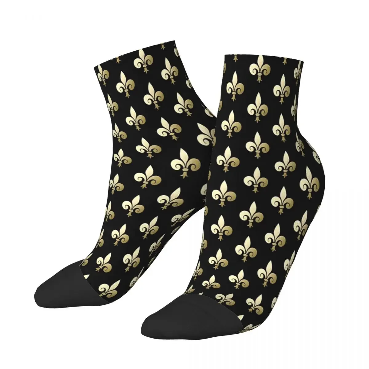 Silver Fleur De Lis Fleur De Lis Lily Flower Florence Ankle Socks Male Mens Women Winter Stockings Polyester