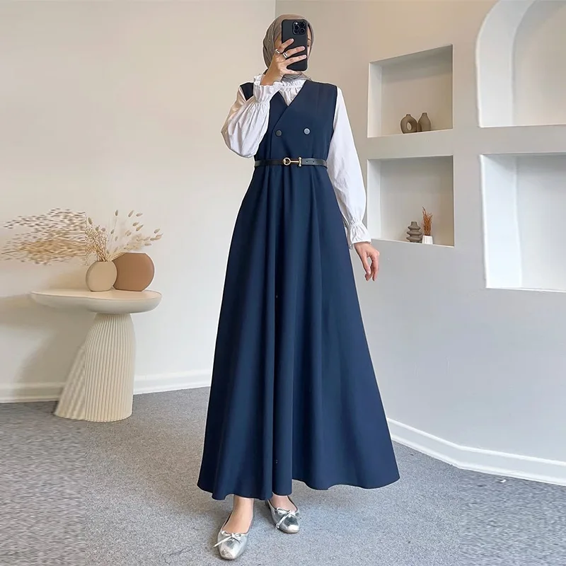 

Dress Suit Abaya Women Eid Jalabiya Dresses Shirt Top 2 Piece Set Ramadan Vestidos Blouse Outfits Muslim Morocco Dubai Long Robe