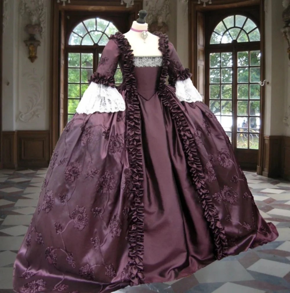 

Queen Charlotte Rococo Ball Gown 1770s Royal Princess Purple Walking Day Dress Victorian Georgian Dinner Dress robe la francaise