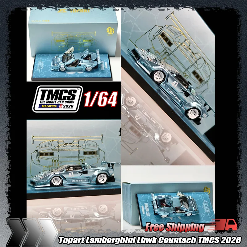 Nuevo Modelo a Escala 1:64 de Topart Lamborghini Lbwk Countach Tmcs 2026, Auto Deportivo de Colección con Apertura Completa Liberty Walk Widebody