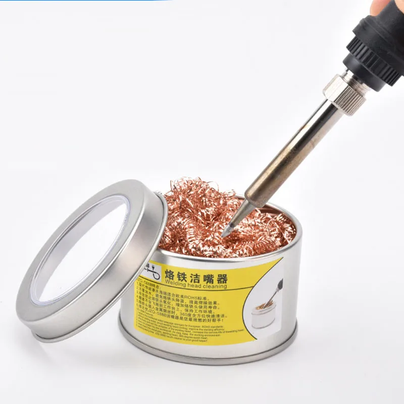 

1 шарик для чистки паяльника, очиститель медной проволоки, стальной шарик с коробкой из нержавеющей стали для держателя подставки, сварки, распайки