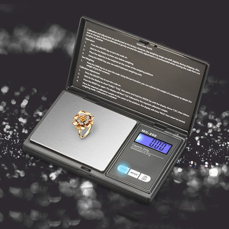 Mini Electronic Jewelry Scale, Digital Pocket Scale, High Precision, Gold Gram, Balance Weight Scale, LCD Backlight, 0.01g, 0.1g