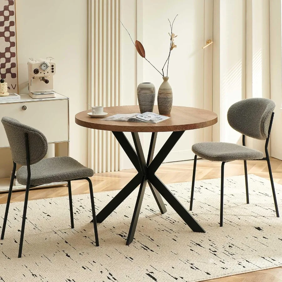 NORDICA 3 قطع خشبية طاولة مستديرة مجموعة كراسي توفير المساحة المطبخ الإفطار الزاوية الخشب الحبوب منضدية مع إطار معدني للمطبخ #1