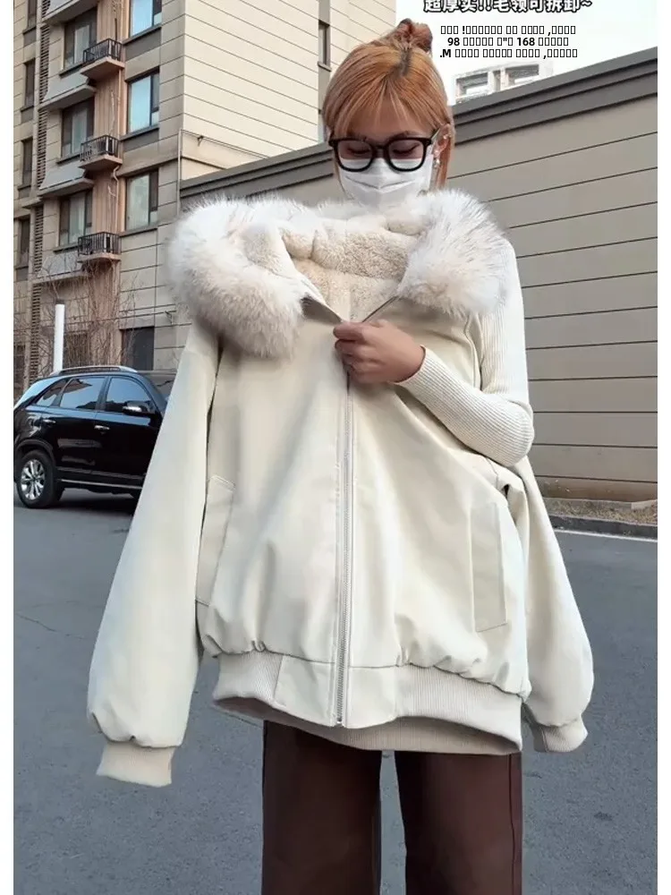 

Утепленная куртка с капюшоном и воротником из искусственного меха, унисекс, зимнее пальто, ретро-куртка из искусственной кожи, стеганая хлопковая куртка