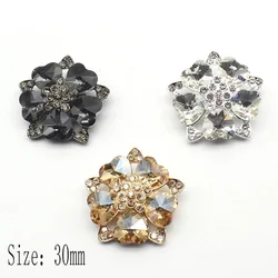 LKERAN 3Pcs/lot 30mm Black Charm Heart Crystal Rhinestones Buttons Metal Shank Sewing For Clothing Diy Accessories Decorative
