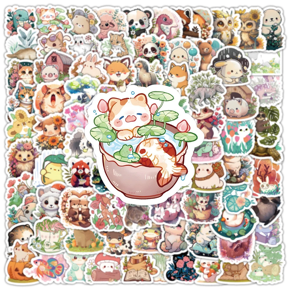 10/30/50/100pcs Cute Cartoon Animal Graffiti Stickers Kawaii Decals Laptop Phone Suitcase Fridge Graffiti Decoration Sticker Toy