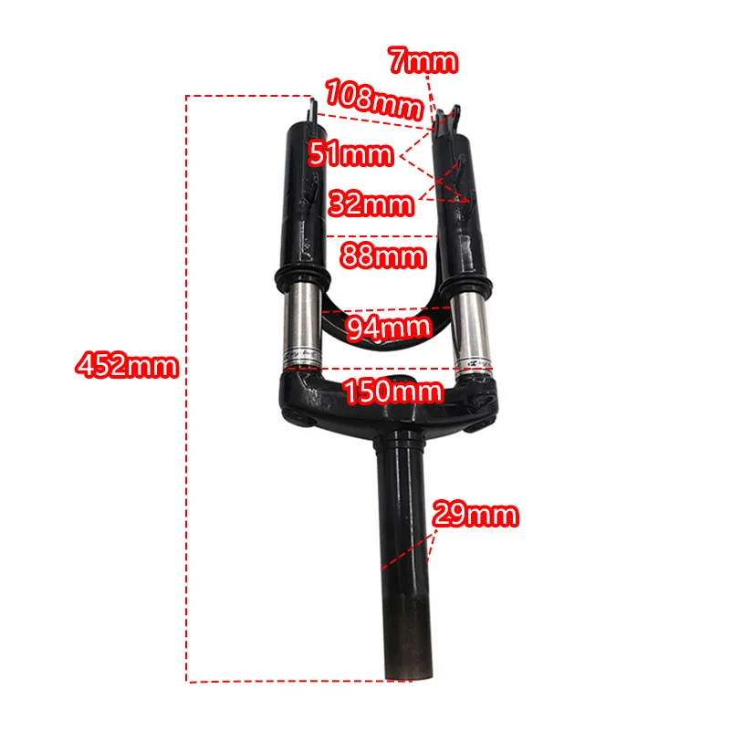 12 بوصة الجبهة شوكة تعليق سبائك الصلب قوس للدراجات النارية دراجة هوائية جبلية دراجة سكوتر كهربائي أنبوب امتصاص الصدمات