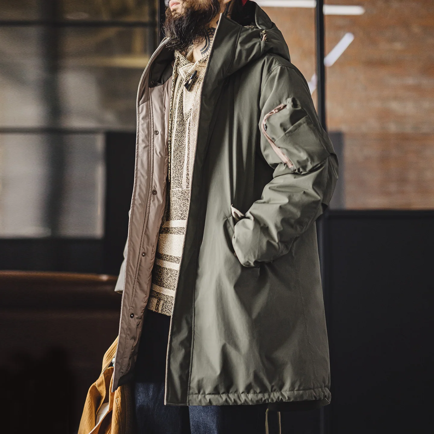 Maden Vintage الرجال M-51 ذيل السمكة سترة منتصف طول الأبيض بطة أسفل ملء سترة مقاومة للماء معطف خندق دافئ لفصل الشتاء #2