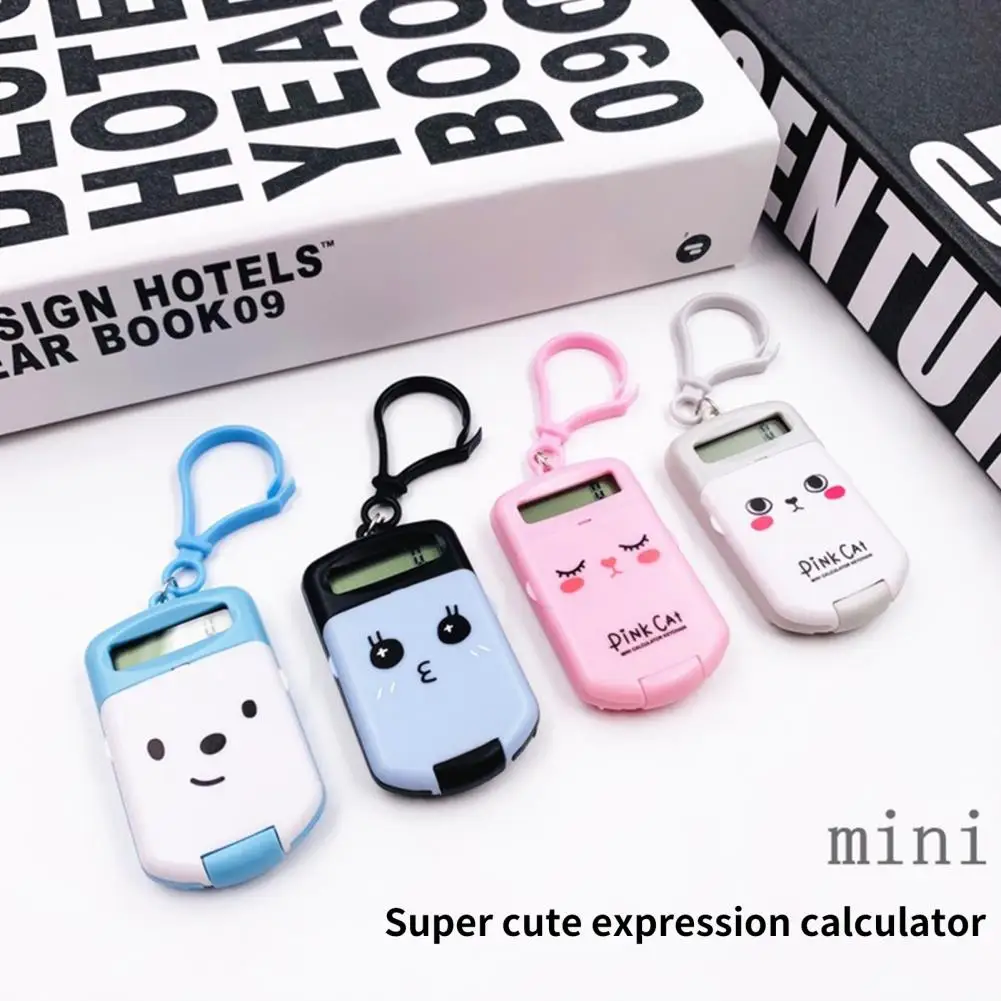 Mini calculatrice innovante, pendentif numérique de dessin animé avec porte-clés