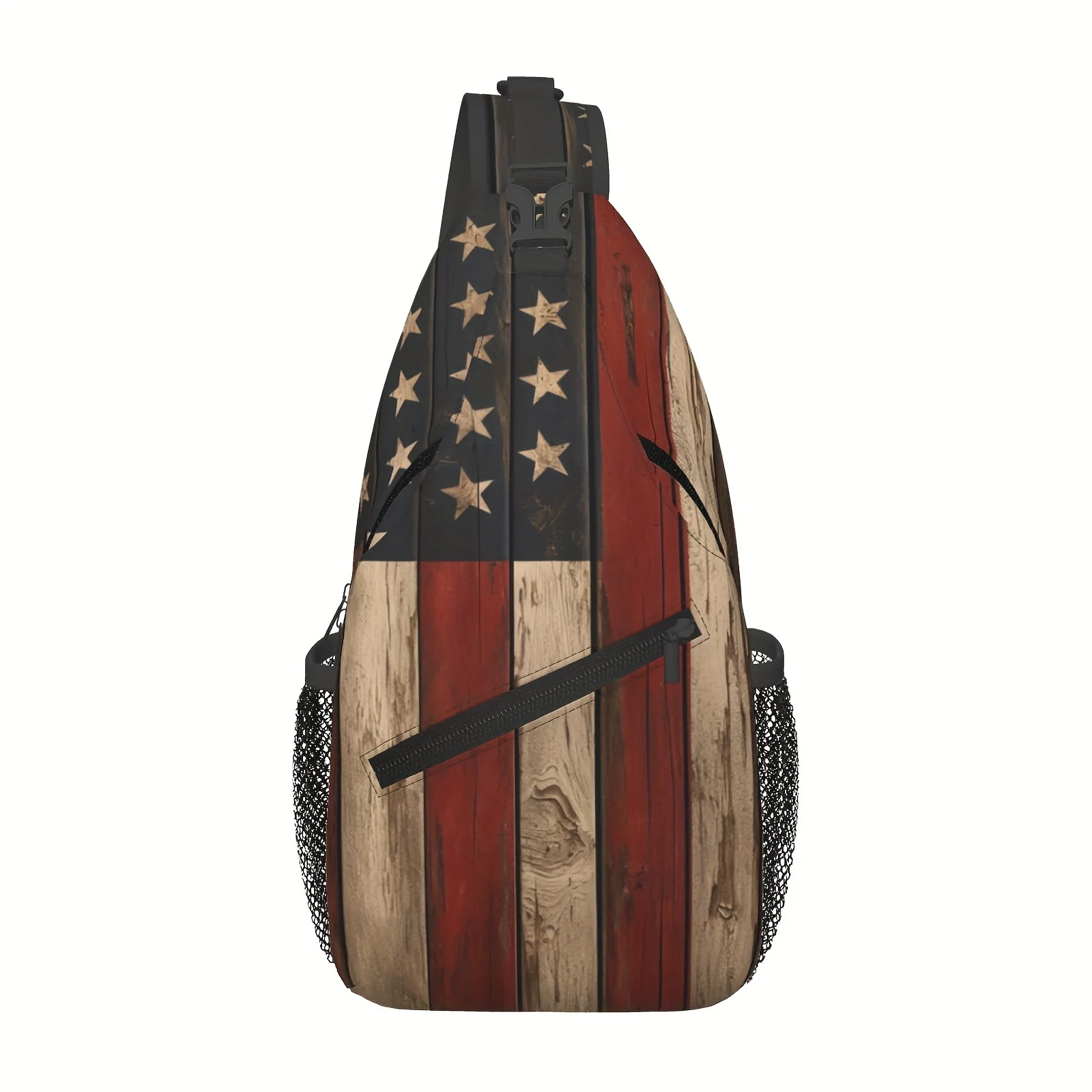 

Crossbody Chest Bag Hiking Backpack Vintage American Flag Shoulder Bag Folding Large Capacity Fashion Durable For Shopping Work