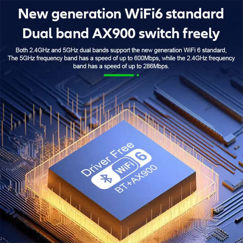 AX900 USB WiFi6 بلوتوث 5.4 محول 2in1 دونغل ثنائي النطاق 2.4G & 5 جيجا هرتز USB واي فاي شبكة لاسلكية Wlan استقبال الإشارات سائق مجاني