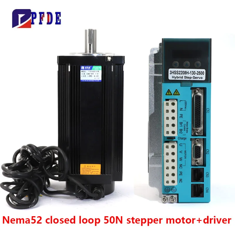 NEMA52 130mm closed loop 50N.m Stepper Motor 50N.m Large Torque 3 Phase steppermotor with Hybrid Servo Driver For CNC Milling