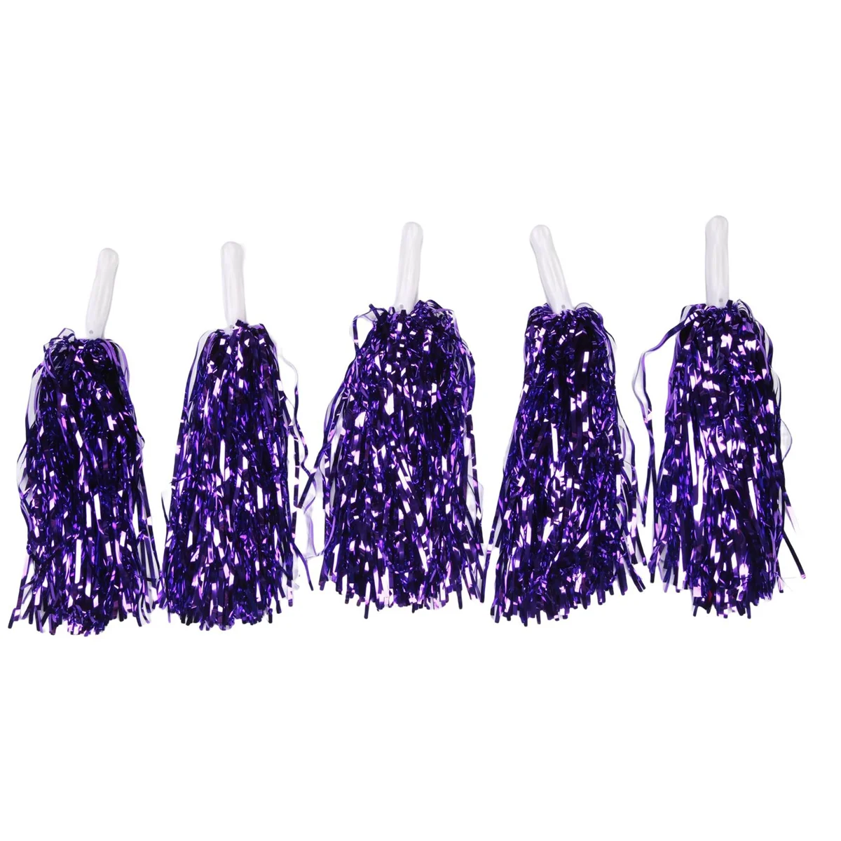 24Pcs Cheerleading Pom Poms Metallic Foil Cheer Pom Poms with Plastic Handle for Adults Kids Cheerleaders Party Purple