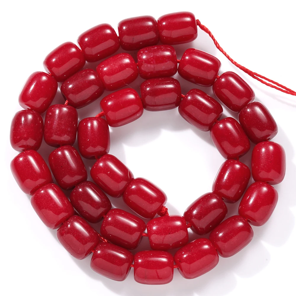 8x12mm Natursteinperlen Rote Koralle Aquamarin Jade Fassförmige Lose Perlen für Schmuckherstellung DIY Armband Zubehör 15 Zoll – Detail 8