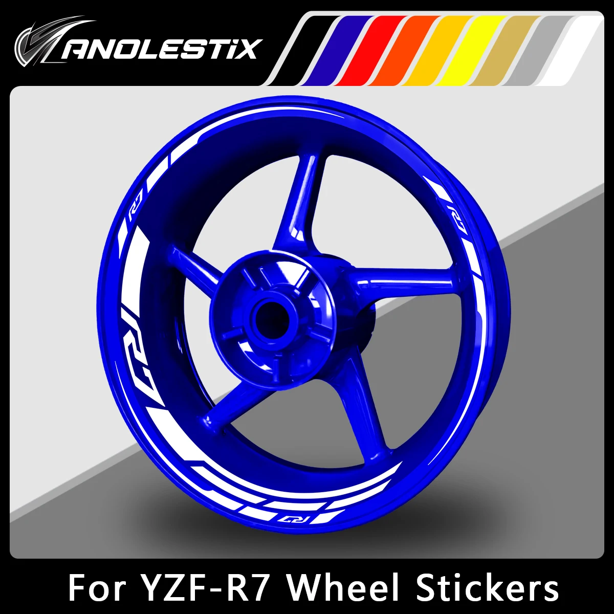 AnoleStix Reflective Motorcycle Wheel Sticker Hub Decal Rim Stripe Tape For YZF-R7 YZF R7 2024 2023 2022 2021 2020 2019 2018