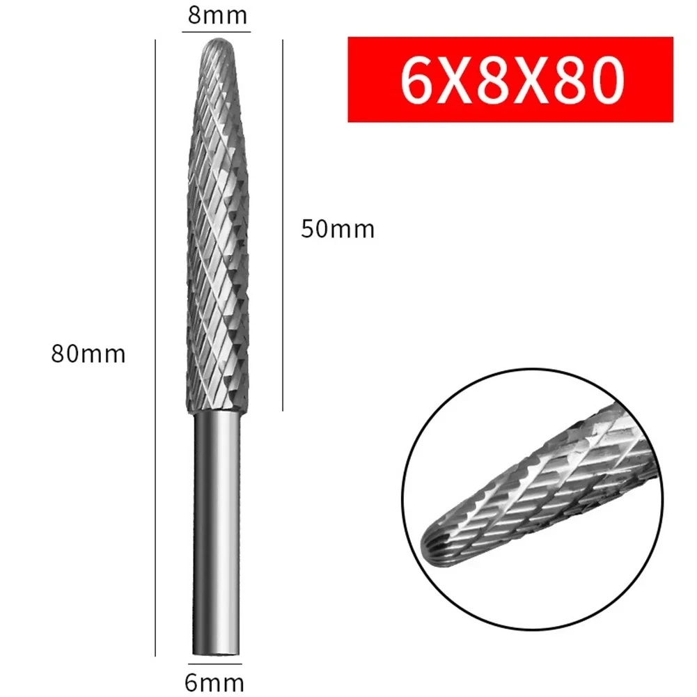 High Speed Steel Rotary File Cylindrical Milling Cutter Column Type 6mm Shank Rotary Burr Tool Plastic Wood Carving Rotary File