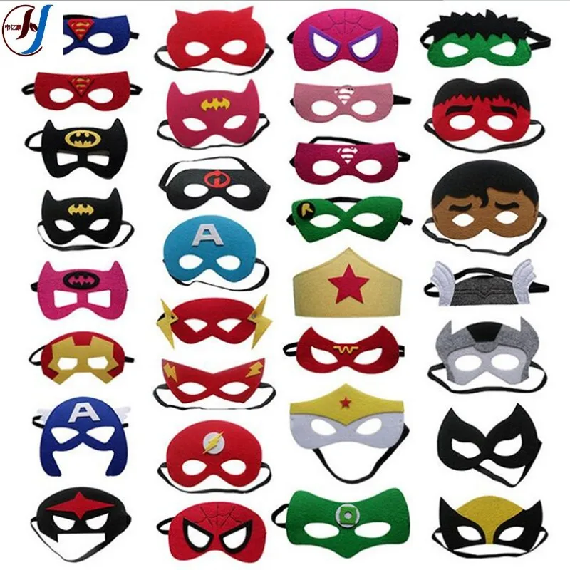 Disney,Avengers, Marvel Heroes, Spider Man, Batman, Hulk Cosplay Felt Mask, Halloween, Party Supplies, Children's Birthday Gifts