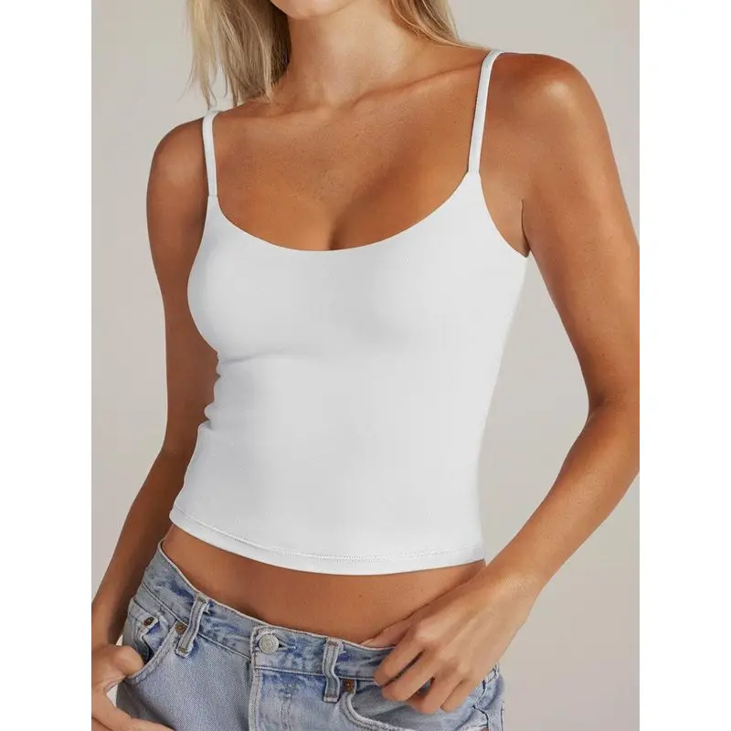 2026New Summer Women's Round Neck Vest with Adjustable Straps Sleeveless Top