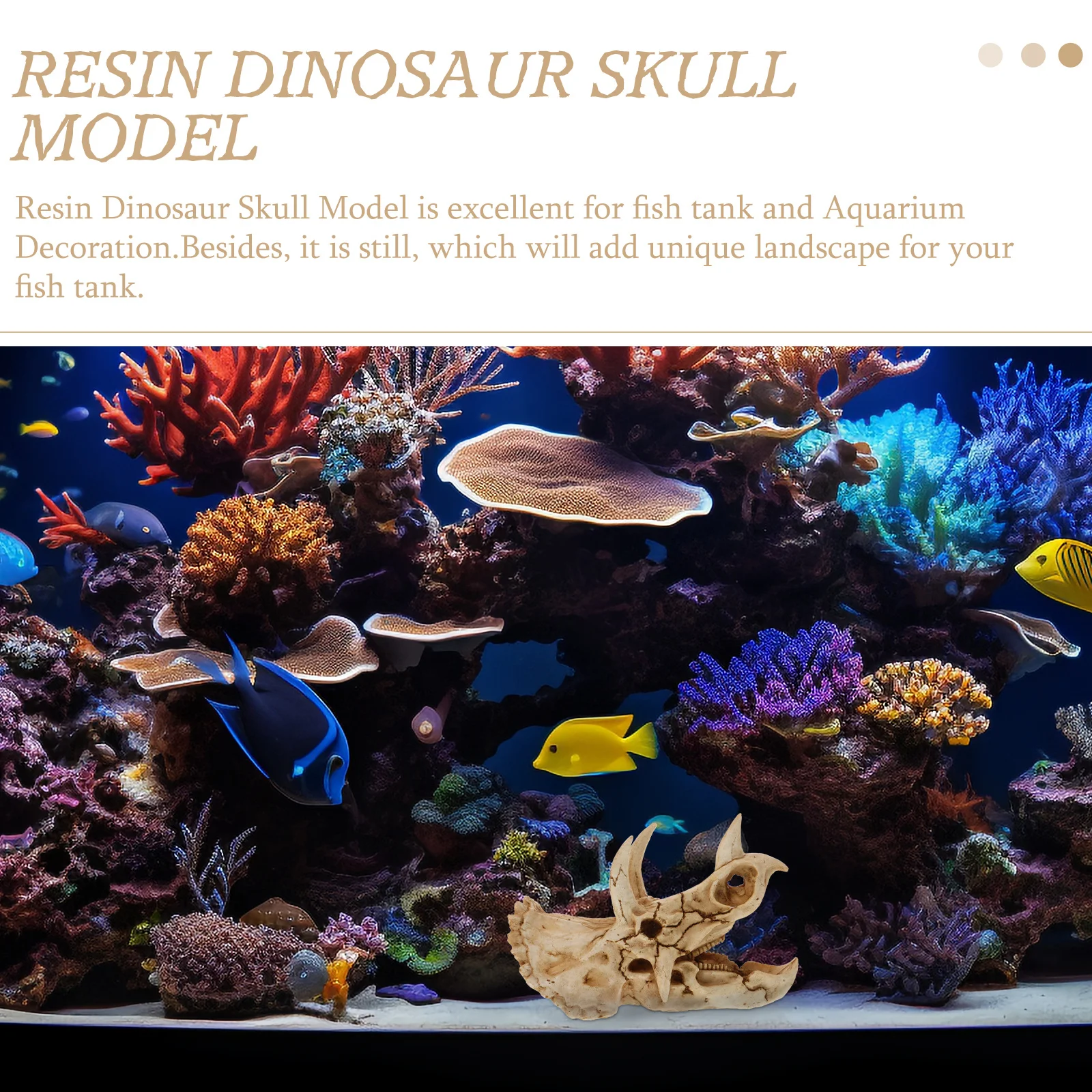 

Resin Dinosaur Skull Adornment Wear-Resistant Reptile Shelter Fish Tank Landscape Decor Gecko Hide Large Hide Hides