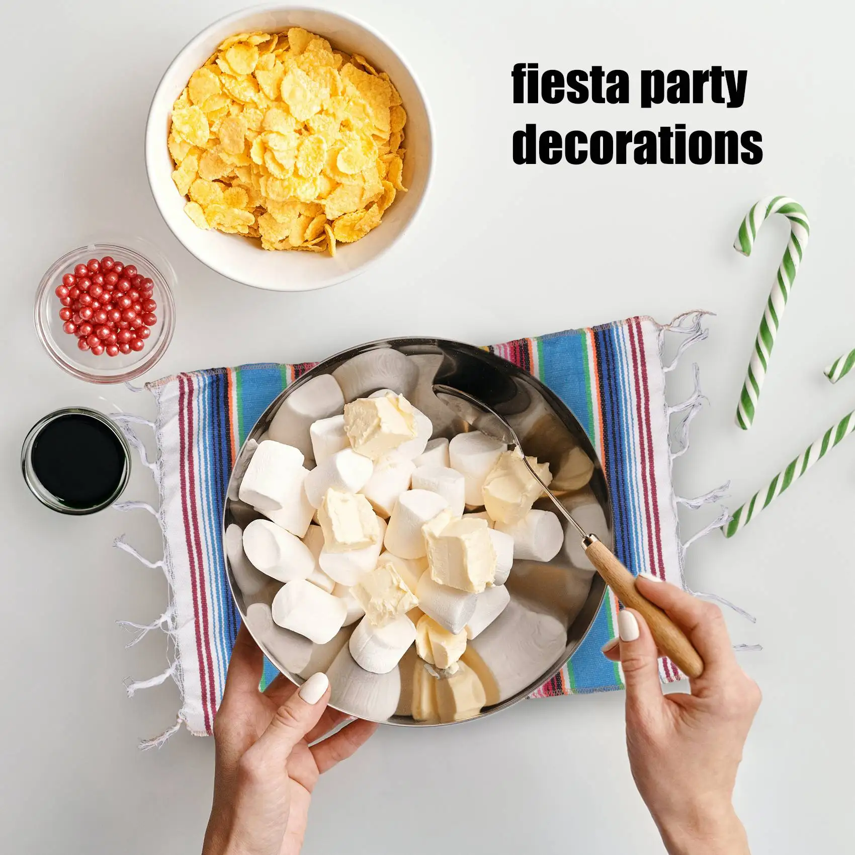 AA83 Mexican Table Place Mats,Mexican Assorted Placemats Mexican Party Wedding Decorations, Fringe Blanket Table Runner 12 x 16 - view 4