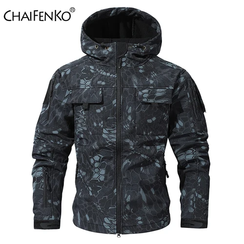 Chaqueta táctica de concha suave de piel de tiburón Lurker para hombre, abrigo impermeable de lana con capucha, ropa de caza, chaqueta de camuflaje para exteriores de otoño para hombre